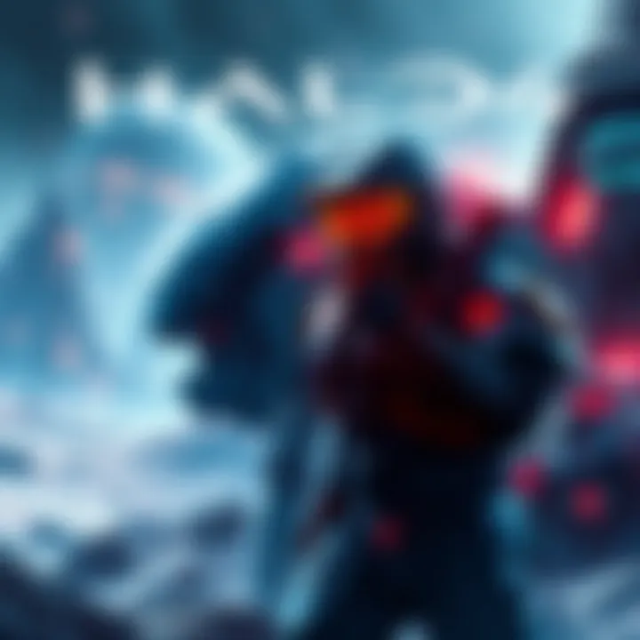 A scene from Halo 4 showing a soldier in armor exploring a futuristic landscape with alien technology