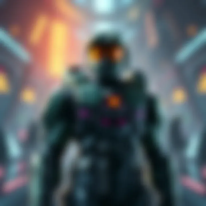 A character from Halo showing various customization options in a futuristic setting