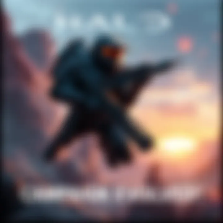Halo Campaign Evolved Cover Art Cover art featuring a futuristic soldier with advanced armor holding a weapon, set against a vibrant sci-fi landscape.