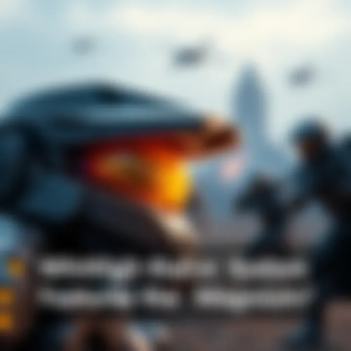 Halo CE Magnum A close-up of the Halo CE Magnum, showcasing its sleek design and iconic features, with a blurred background of a Halo battlefield.