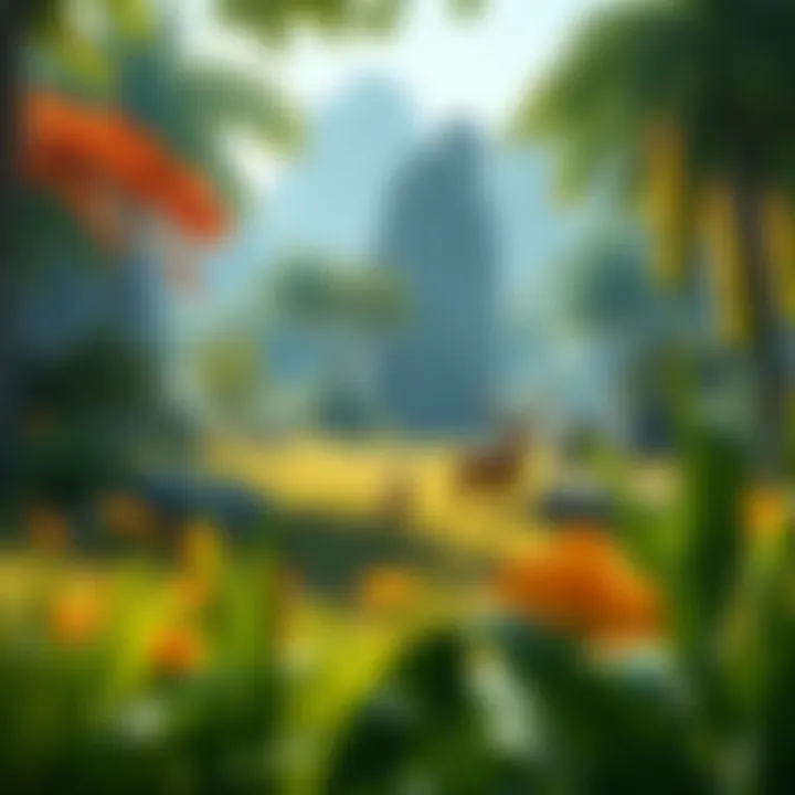 A lush environment in a Halo CE remake featuring diverse wildlife and restored content, showcasing enhanced graphics and vibrant biomes.
