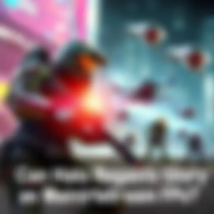 Halo character in action A futuristic soldier in armor battling alien foes in a vibrant sci-fi setting
