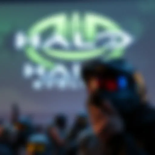 A digital artwork showing the logo of Halo Combat Evolved, with a disappointed fan holding an ODST helmet in the foreground, expressing frustration over the new game announcement instead of ODST 2.