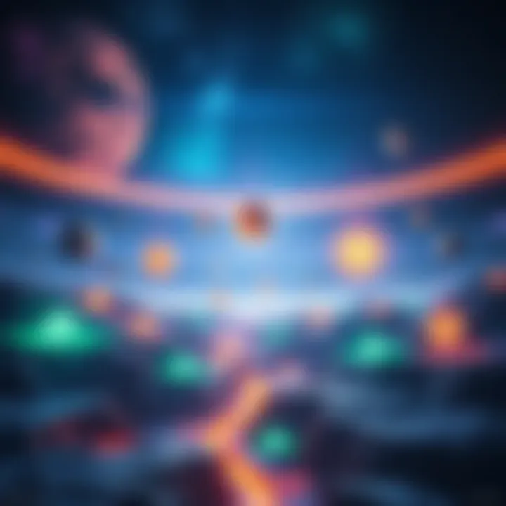 Halo Domain Concept A visual representation of Halo's Domain showing a vast cosmic landscape with glowing elements symbolizing memories and connections of different species.