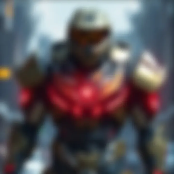 A detailed view of the Halo Elite Zealot armor showcasing its armor plating and colors in Halo Infinite.