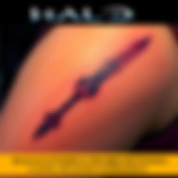 A fresh tattoo of a Halo energy sword on the author's arm, showcasing a sleek and simple design
