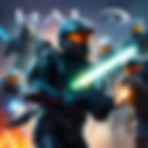 Halo Game Characters Various Halo game characters in action, showcasing gameplay from ODST, Reach, 4, 5, and Infinite.