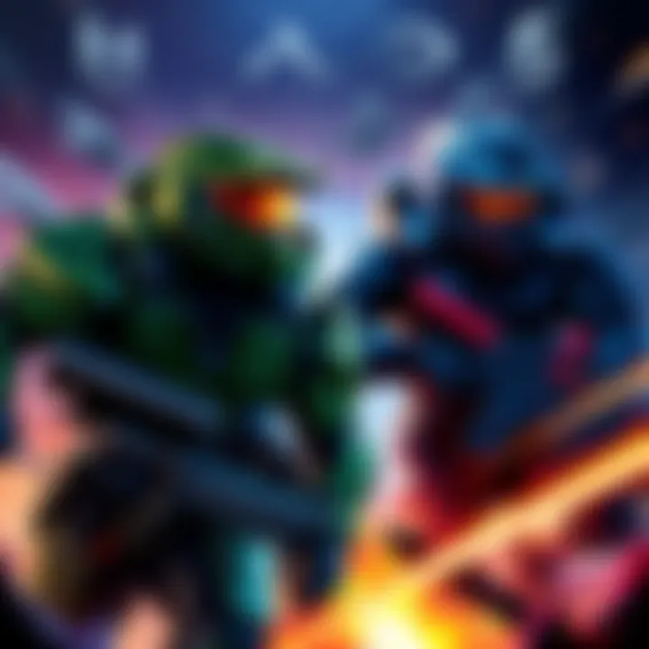 Halo 5 and Halo 6 characters in action scenes from the game.