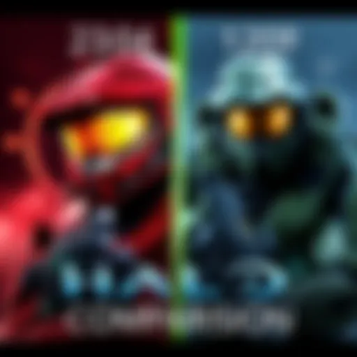Halo Game Comparison Side-by-side image of Halo: Combat Evolved and Halo: Campaign Evolved gameplay, showing differences in graphics and gameplay style.