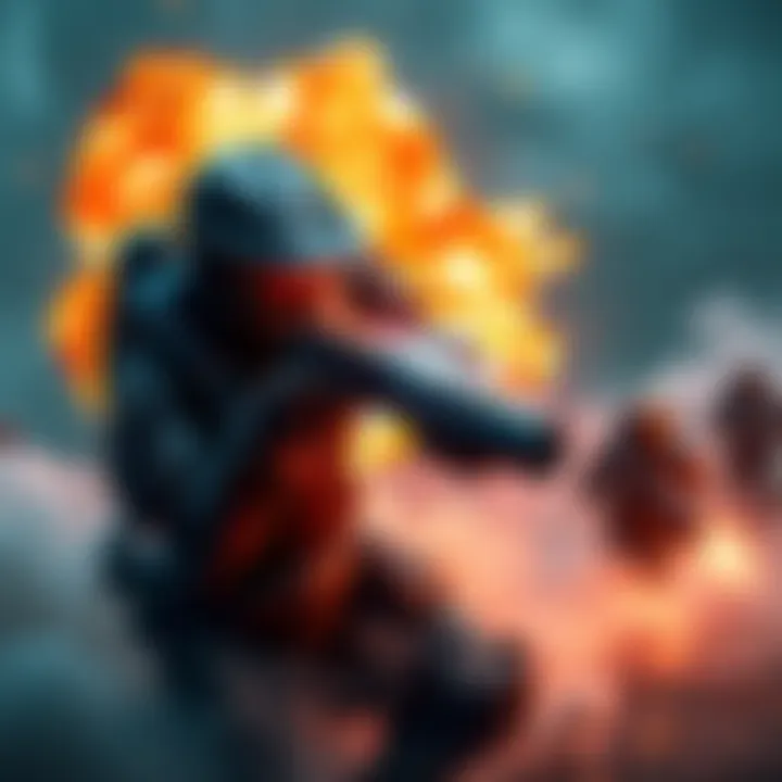 A powerful grenade explosion in a Halo game, showing players in action and surrounded by smoke.