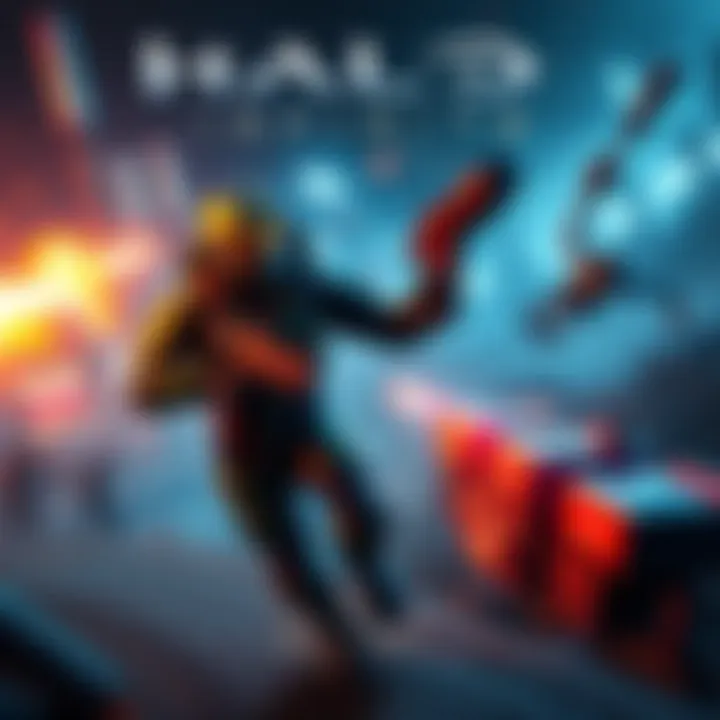 Action scene from Halo Infinite showing gameplay with combat and an open-world setting