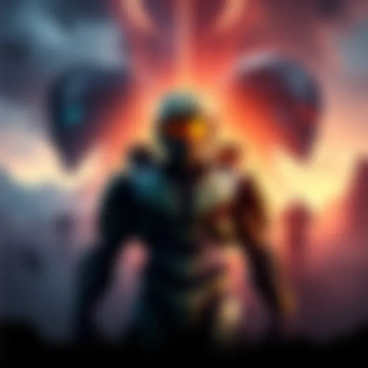 A fan art piece showing Master Chief standing between two timelines with Halo Infinite on one side and Edge of Dawn on the other, highlighting speculation on the game's story progression and AI changes.
