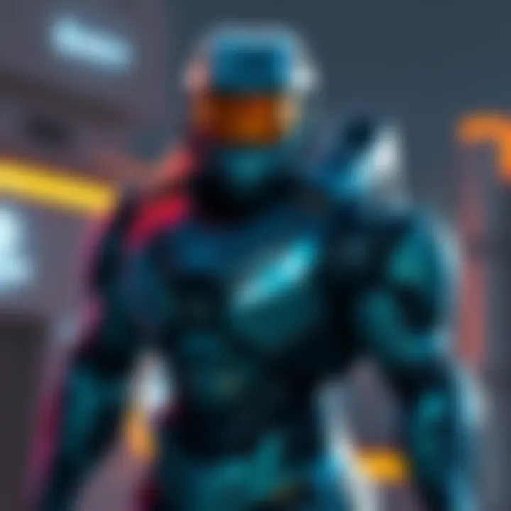 A detailed view of Halo Infinite's Fotus armor showcasing its sleek design and features in gameplay.