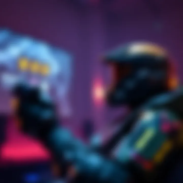 A gamer enjoying Halo Infinite with rewards displayed on the screen