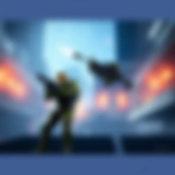 A scene showing players respawning in Halo Infinite, with one player getting a rocket launcher and another with a standard weapon, highlighting the weapon imbalance.