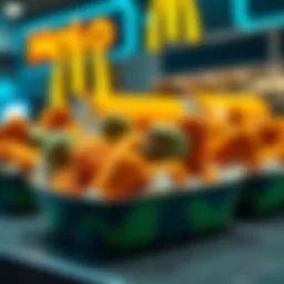 A tray of Halo-themed chicken nuggets with a McDonald's logo in the background