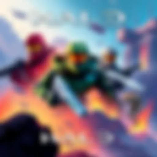 A colorful pixel art postcard celebrating 25 years of Halo, featuring iconic characters and elements from the game