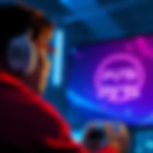 An excited gamer looking at a PlayStation 5 with a Halo game logo on the screen