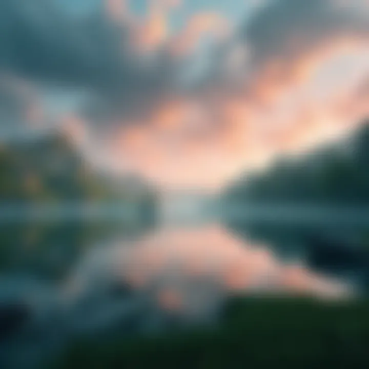 A serene image depicting the Halo level 'Regret' with lush landscapes and tranquil water, reminiscent of the calming music by Enya.