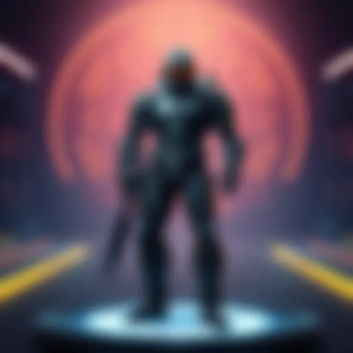 A digital illustration of a Halo Spartan with customizable leg armor on display, inviting community ideas and suggestions, set against a futuristic backdrop