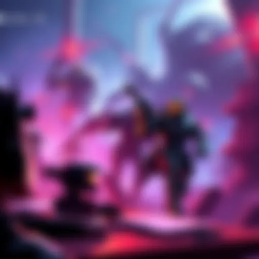 A digital artist working on a futuristic game scene with AI elements, showcasing enemy characters and vibrant environments.