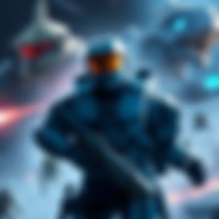 Concept art showing remakes of Halo 2 and 3 with a new battle royale theme, featuring characters and vehicles from the Halo universe