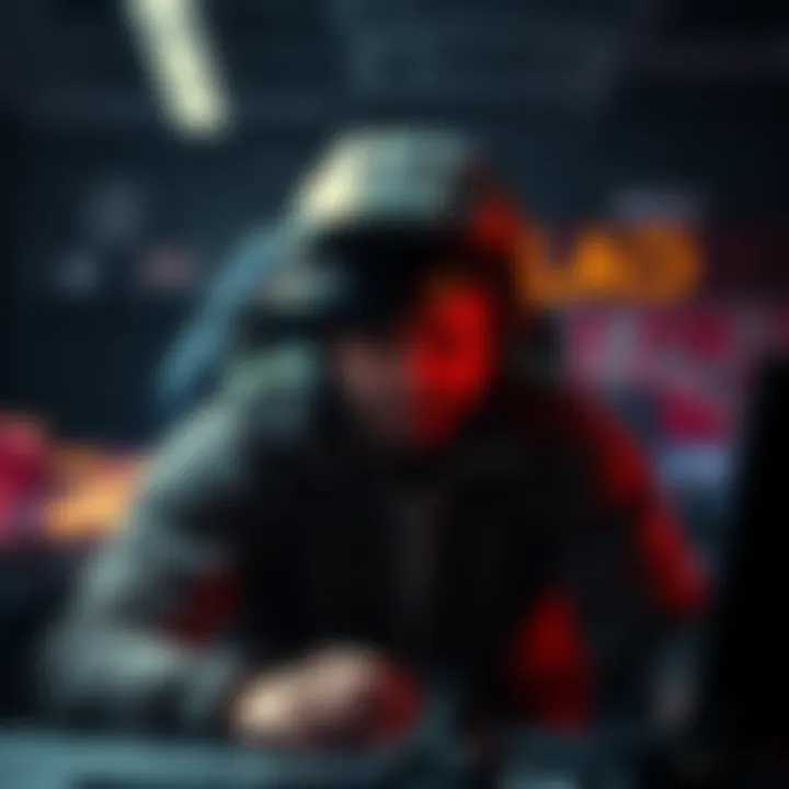 Graphic showing a distressed employee in a gaming studio, symbolizing concerns over toxic work culture at Halo Studios.