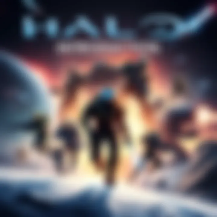 A visual representation of the Halo universe featuring iconic characters and battles