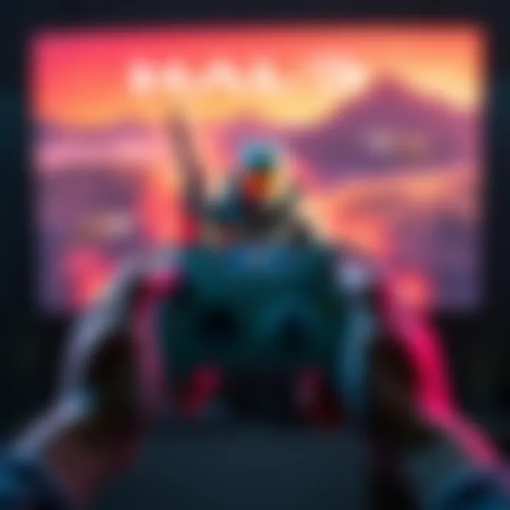 A player holding an Xbox One controller with a Halo game on the screen, ready to start playing.