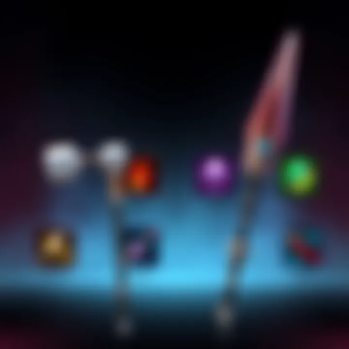 A Hammer and a Lance displayed with skill icons beside them, comparing damage output and boosts.