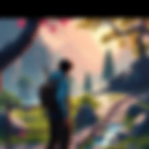 A gamer looking around in the Hammerlock Hunt DLC environment, showing lush landscapes and vibrant colors.