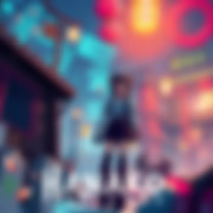 A vibrant scene from Hanako displaying the game's unique art style and characters engaged in the Ember's mission