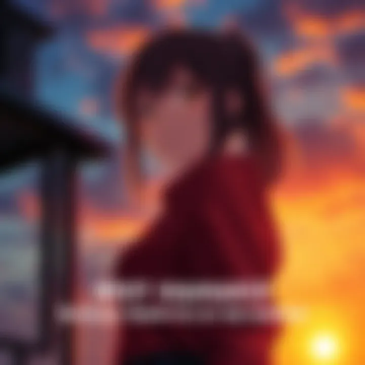 Hanako standing strong Hanako with a determined expression, backlit by a sunset, representing resilience and hope in Don't Fear the Reaper.