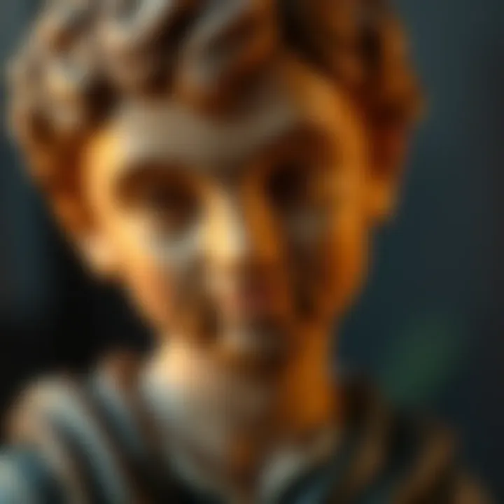 A close-up of a handcrafted figurine representing Daniel, showcasing intricate details and craftsmanship.