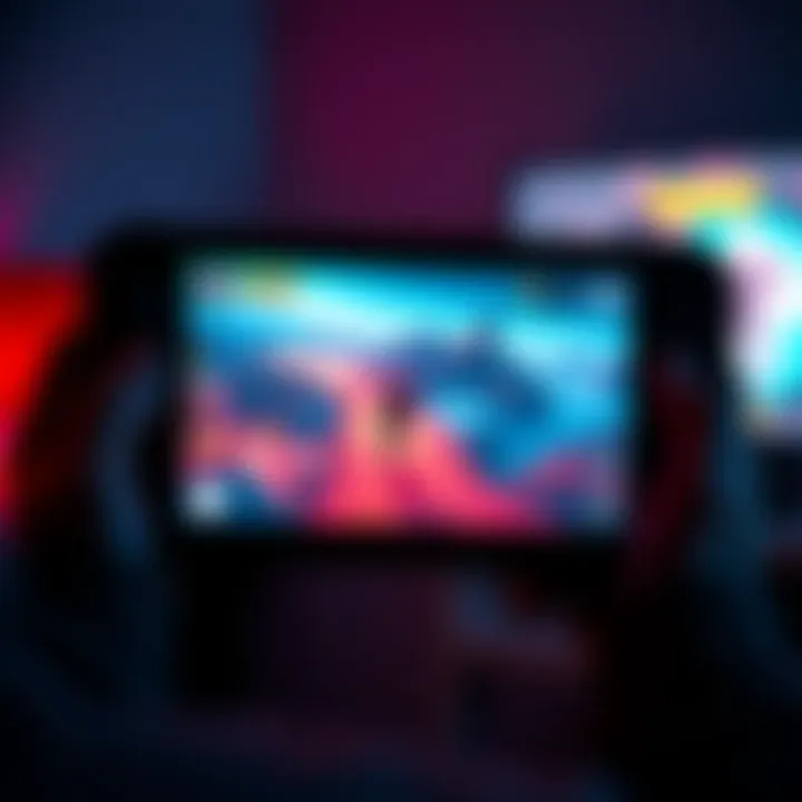 A gamer holding a handheld PC while playing Escape from Tarkov with vibrant graphics on the screen