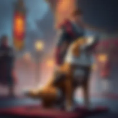 A Handler's dog stands beside its owner, showcasing loyalty in a fantasy game setting, with a focus on the Soul Link Ring.