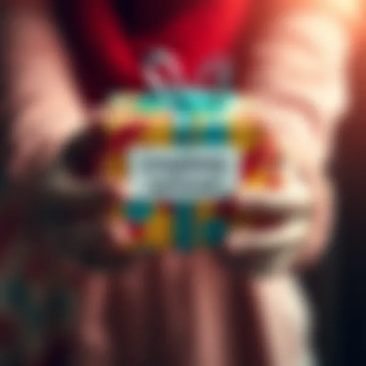 A pair of hands holding a colorful gift box with a tag that says 'completely optional'
