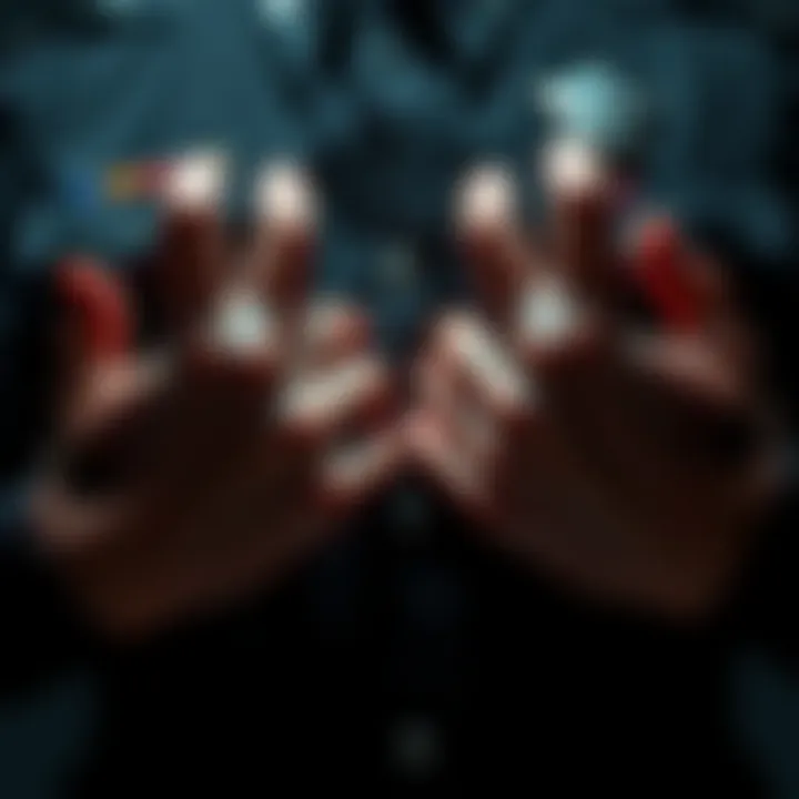 Close-up of hands on Fragile's uniform, highlighting the mysterious connection