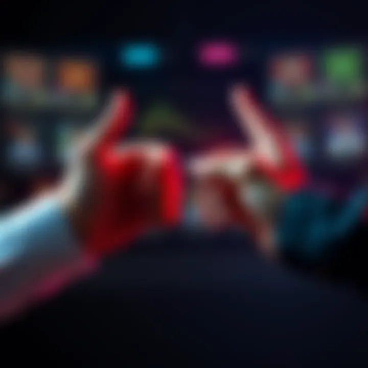 Two hands positioned against each other, representing strategic moves in a competitive game scenario.