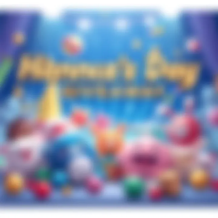Colorful illustration of plush characters and game elements related to Hannah's Day and Plushes