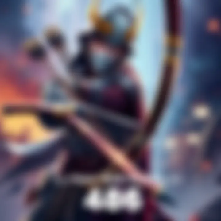 Hanzo stands ready with his bow drawn, showcasing his stylish armor and determined expression, in a competitive gaming scene.