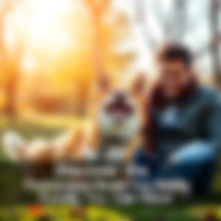 A joyful dog playing with its owner in a sunny park, showcasing their bond.