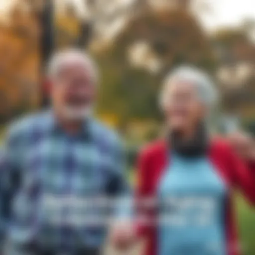 An older couple smiling while walking hand in hand in a park, celebrating life after 60.