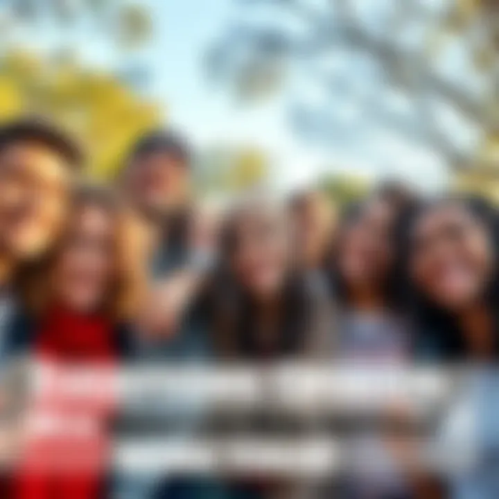 A diverse group of people smiling and enjoying time together in a park, celebrating happiness and friendship.