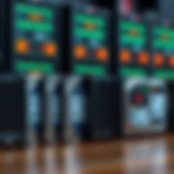 Several hard drives lined up, showcasing various brands and models suitable for a NAS setup