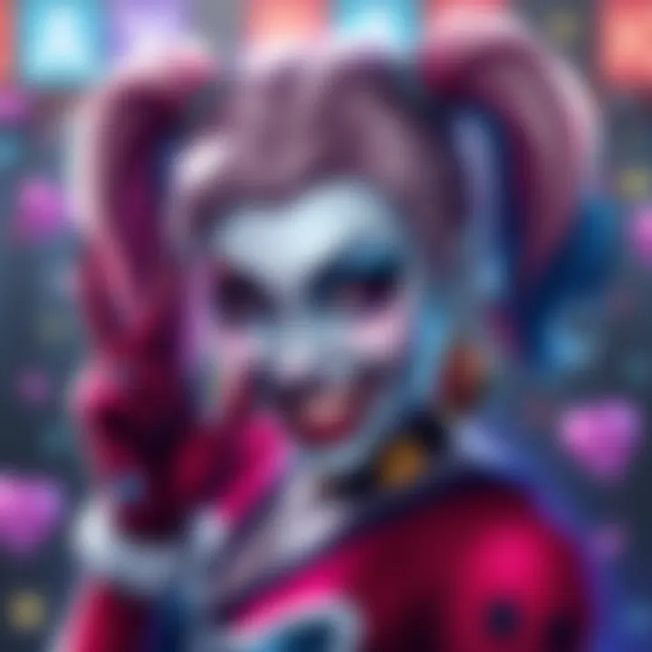 Colorful fanart of Harley Quinn showcasing her playful and chaotic personality