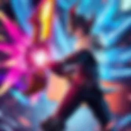 A character using the Harmony weapon during a heavy attack, showcasing the interaction with status effects like those from Voruna Prime.