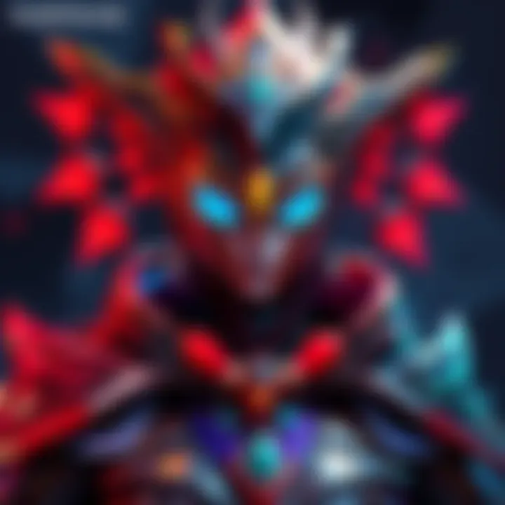 A character wearing the Harrow Reliquary skin in Warframe, featuring striking design and vibrant colors, showcasing the syandana and ephemeras.