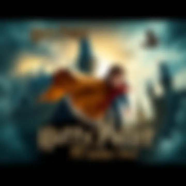 A screenshot of the Harry Potter and the Philosopher's Stone PC game showcasing Hogwarts castle in the background and Harry on a broomstick flying above