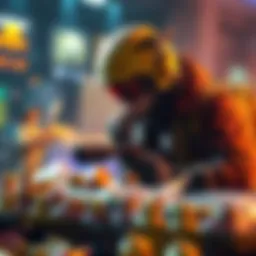 Harvester Looting Strategy A player carefully collecting loot from a Harvester while watching for other players in a competitive gaming environment